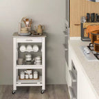 Costway Compact Kitchen Island Cart Rolling Service Trolley with Stainless Steel Top Basket Black/Grey/White