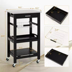 Costway Compact Kitchen Island Cart Rolling Service Trolley with Stainless Steel Top Basket Black/Grey/White