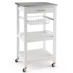 Costway Compact Kitchen Island Cart Rolling Service Trolley with Stainless Steel Top Basket Black/Grey/White
