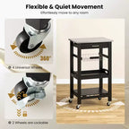 Costway Compact Kitchen Island Cart Rolling Service Trolley with Stainless Steel Top Basket Black/Grey/White