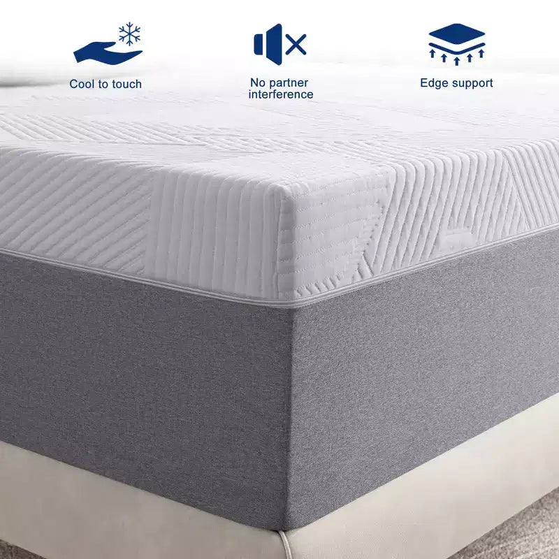 Wuleitex Memory Foam Mattress, 10 Inch Bed Mattress in A Box with Cooling Gel,Pressure Relief with Medium Firm Support,