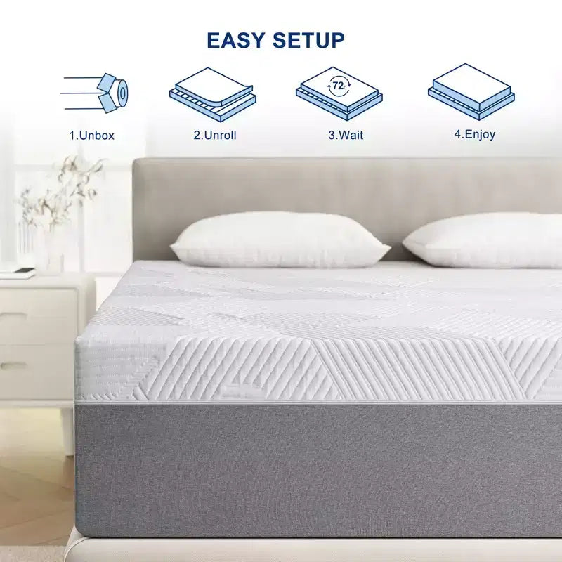Wuleitex Memory Foam Mattress, 10 Inch Bed Mattress in A Box with Cooling Gel,Pressure Relief with Medium Firm Support,