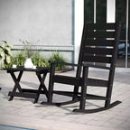 Emma and Oliver 3-Piece Indoor/Outdoor Set with 2 Modern-Style Rocking Chairs with Matching End Table for All-Weather Use