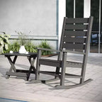 Emma and Oliver 3-Piece Indoor/Outdoor Set with 2 Modern-Style Rocking Chairs with Matching End Table for All-Weather Use