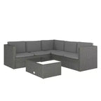 Merrick Lane Canapé d'angle en rotin synthétique tout temps avec table basse et coussins inclus