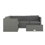 Merrick Lane Canapé d'angle en rotin synthétique tout temps avec table basse et coussins inclus