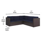 Merrick Lane Canapé d'angle en rotin synthétique tout temps avec table basse et coussins inclus