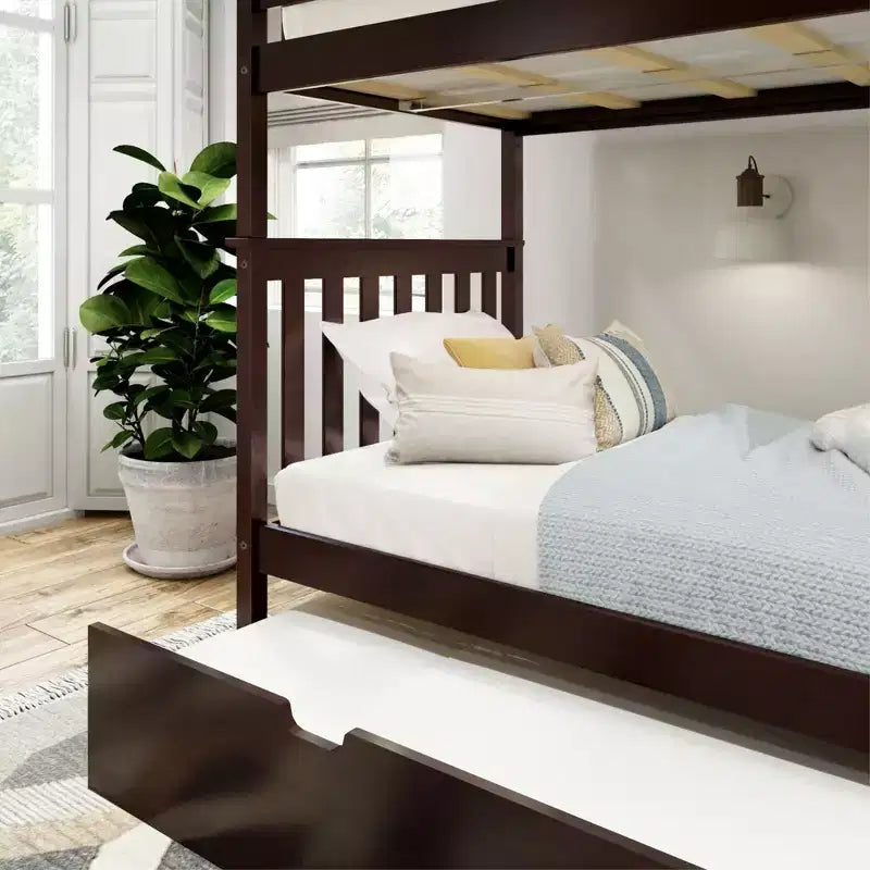Plank+Beam Solid Wood Twin over Twin Bunk Bed with Storage Trundle for Adults/Kids