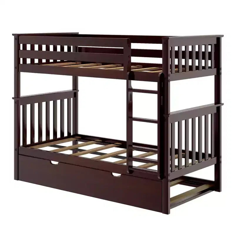 Plank+Beam Solid Wood Twin over Twin Bunk Bed with Storage Trundle for Adults/Kids