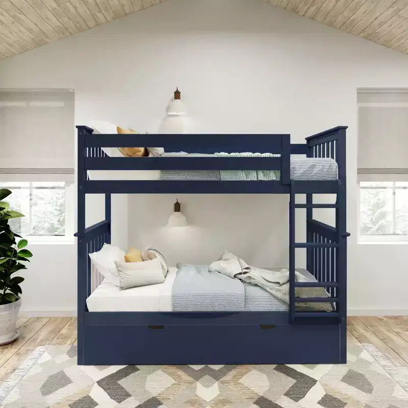 Plank+Beam Solid Wood Twin over Twin Bunk Bed with Storage Trundle for Adults/Kids