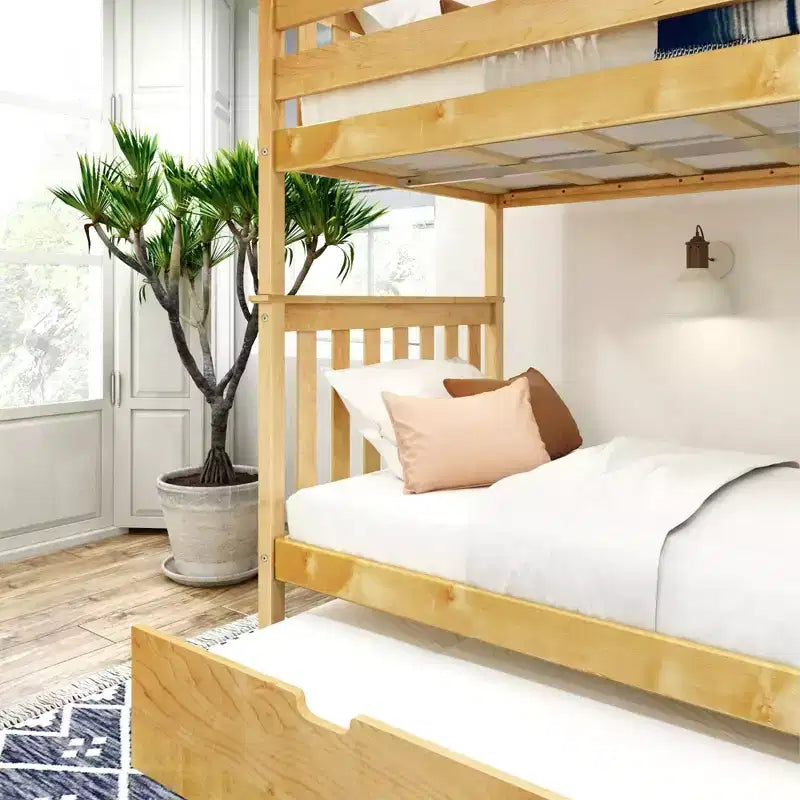 Plank+Beam Solid Wood Twin over Twin Bunk Bed with Storage Trundle for Adults/Kids