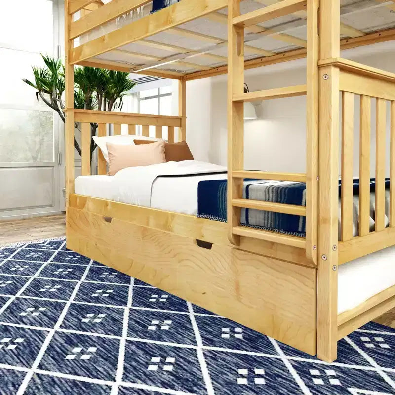 Plank+Beam Solid Wood Twin over Twin Bunk Bed with Storage Trundle for Adults/Kids