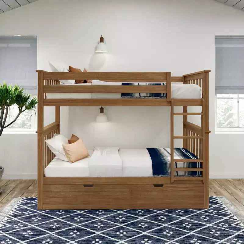 Plank+Beam Solid Wood Twin over Twin Bunk Bed with Storage Trundle for Adults/Kids