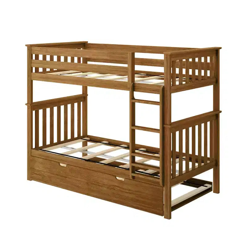 Plank+Beam Solid Wood Twin over Twin Bunk Bed with Storage Trundle for Adults/Kids