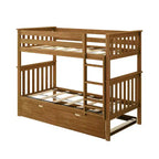 Plank+Beam Solid Wood Twin over Twin Bunk Bed with Storage Trundle for Adults/Kids