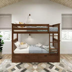 Plank+Beam Solid Wood Twin over Twin Bunk Bed with Storage Trundle for Adults/Kids