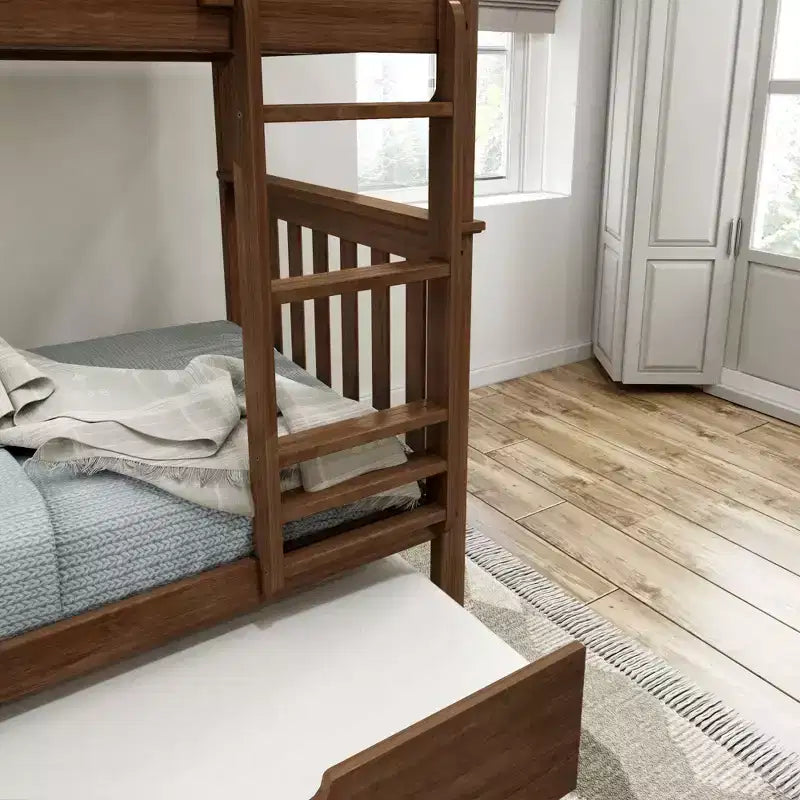 Plank+Beam Solid Wood Twin over Twin Bunk Bed with Storage Trundle for Adults/Kids
