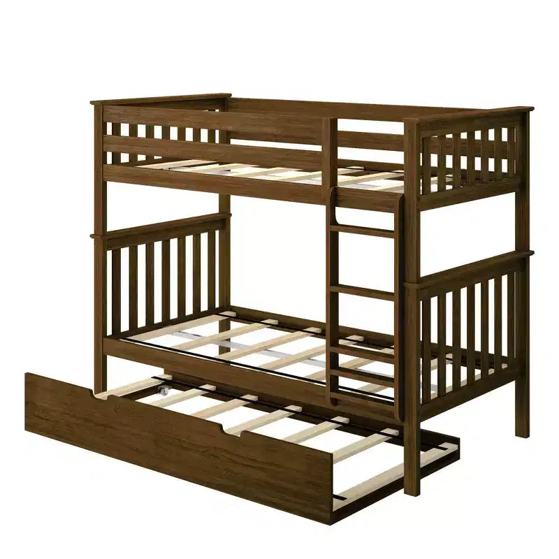 Plank+Beam Solid Wood Twin over Twin Bunk Bed with Storage Trundle for Adults/Kids