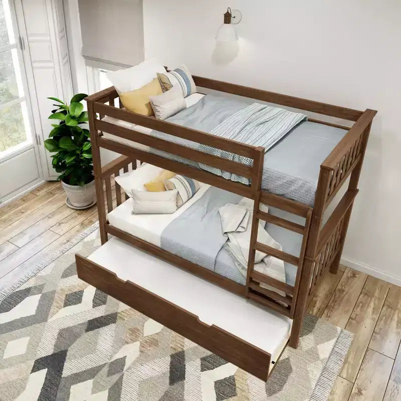 Plank+Beam Solid Wood Twin over Twin Bunk Bed with Storage Trundle for Adults/Kids