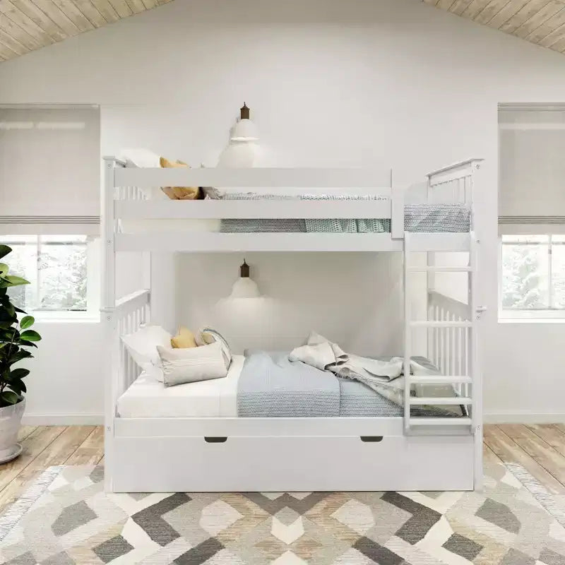Plank+Beam Solid Wood Twin over Twin Bunk Bed with Storage Trundle for Adults/Kids