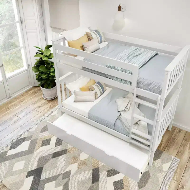 Plank+Beam Solid Wood Twin over Twin Bunk Bed with Storage Trundle for Adults/Kids