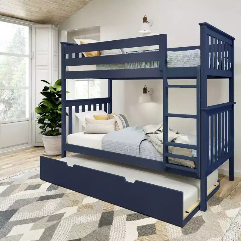 Plank+Beam Solid Wood Twin over Twin Bunk Bed with Storage Trundle for Adults/Kids