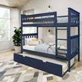Plank+Beam Solid Wood Twin over Twin Bunk Bed with Storage Trundle for Adults/Kids