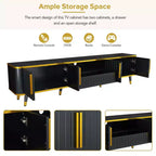 78.8 Minimalism TV Stand with Open Storage Shelf for TVs Up to 85'', Practical Media Console with a Drawer and 2 Cabinets, 4L-ModernLuxe