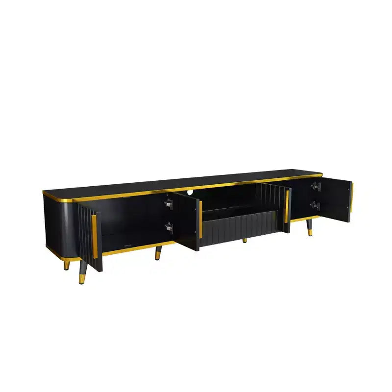 78.8 Minimalism TV Stand with Open Storage Shelf for TVs Up to 85'', Practical Media Console with a Drawer and 2 Cabinets, 4L-ModernLuxe