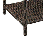 Balkene Home Ashville Conversation Wicker Outdoor Patio Set - Sofa, Table & Two Armchairs Included Khaki Cushions & Tempered Glass Top Easy Assembly