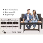 Balkene Home Ashville Conversation Wicker Outdoor Patio Set - Sofa, Table & Two Armchairs Included Khaki Cushions & Tempered Glass Top Easy Assembly