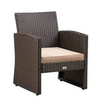 Balkene Home Ashville Conversation Wicker Outdoor Patio Set - Sofa, Table & Two Armchairs Included Khaki Cushions & Tempered Glass Top Easy Assembly