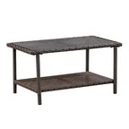 Balkene Home Ashville Conversation Wicker Outdoor Patio Set - Sofa, Table & Two Armchairs Included Khaki Cushions & Tempered Glass Top Easy Assembly