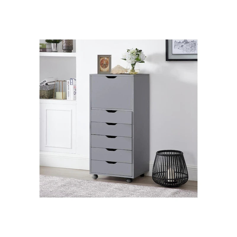 Sleek Modern Drawer Dresser Storage Cabinet with Grooved Drawer Pulls, Multipurpose Office File Storage Cabinet