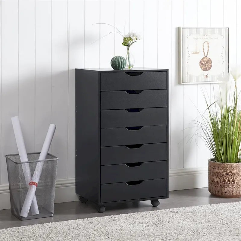 Sleek Modern Drawer Dresser Storage Cabinet with Grooved Drawer Pulls, Multipurpose Office File Storage Cabinet