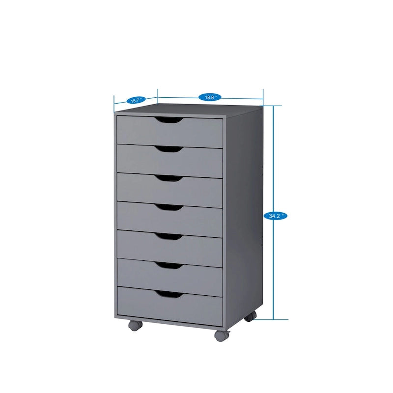 Sleek Modern Drawer Dresser Storage Cabinet with Grooved Drawer Pulls, Multipurpose Office File Storage Cabinet