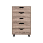 5 Drawers Chest, Wood Storage Dresser with Wheels, Craft Storage Organizer and Storage Drawer Office Drawer Unit
