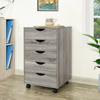 5 Drawers Chest, Wood Storage Dresser with Wheels, Craft Storage Organizer and Storage Drawer Office Drawer Unit