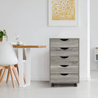 5 Drawers Chest, Wood Storage Dresser with Wheels, Craft Storage Organizer and Storage Drawer Office Drawer Unit