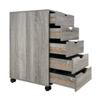 5 Drawers Chest, Wood Storage Dresser with Wheels, Craft Storage Organizer and Storage Drawer Office Drawer Unit