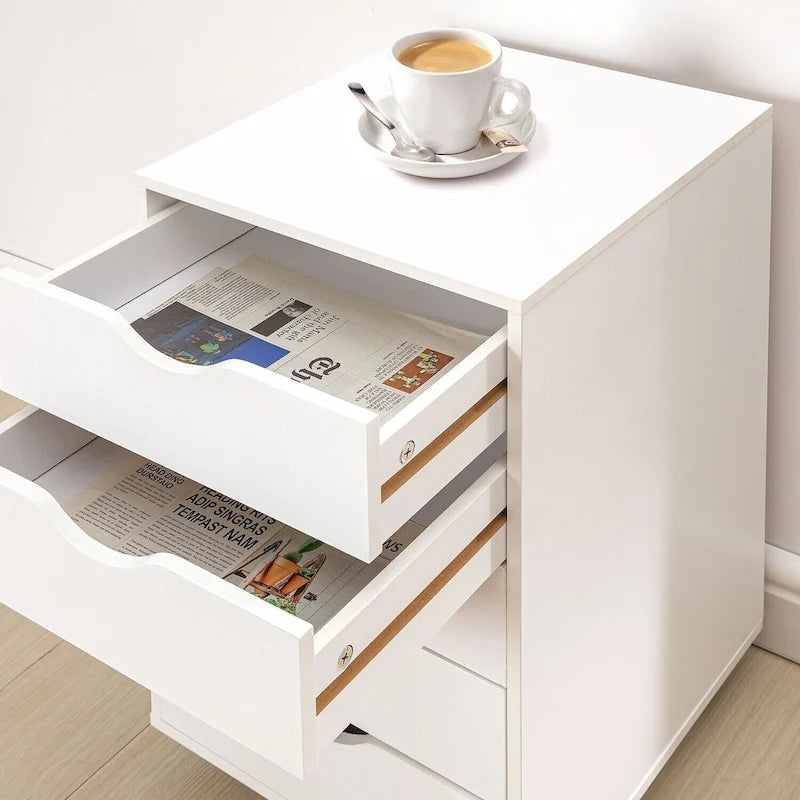 5 Drawers Chest, Wood Storage Dresser with Wheels, Craft Storage Organizer and Storage Drawer Office Drawer Unit