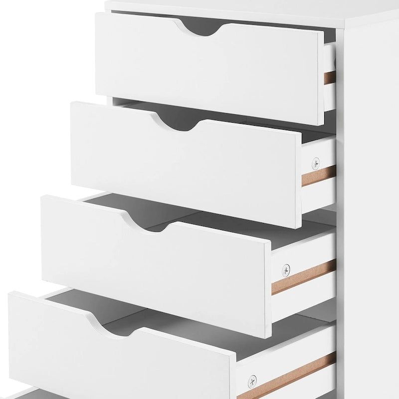 5 Drawers Chest, Wood Storage Dresser with Wheels, Craft Storage Organizer and Storage Drawer Office Drawer Unit