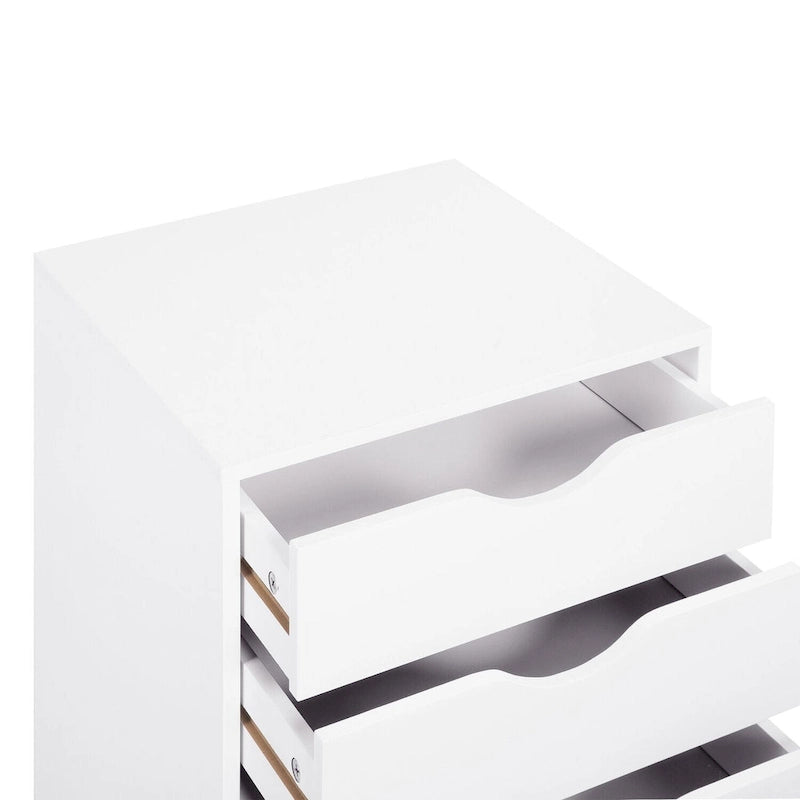 5 Drawers Chest, Wood Storage Dresser with Wheels, Craft Storage Organizer and Storage Drawer Office Drawer Unit