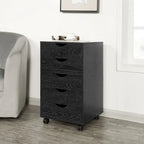 5 Drawers Chest, Wood Storage Dresser with Wheels, Craft Storage Organizer and Storage Drawer Office Drawer Unit