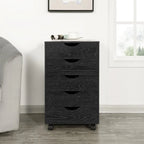 5 Drawers Chest, Wood Storage Dresser with Wheels, Craft Storage Organizer and Storage Drawer Office Drawer Unit
