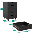 5 Drawers Chest, Wood Storage Dresser with Wheels, Craft Storage Organizer and Storage Drawer Office Drawer Unit