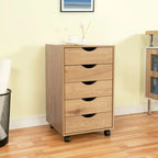 5 Drawers Chest, Wood Storage Dresser with Wheels, Craft Storage Organizer and Storage Drawer Office Drawer Unit