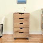5 Drawers Chest, Wood Storage Dresser with Wheels, Craft Storage Organizer and Storage Drawer Office Drawer Unit