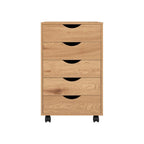 5 Drawers Chest, Wood Storage Dresser with Wheels, Craft Storage Organizer and Storage Drawer Office Drawer Unit