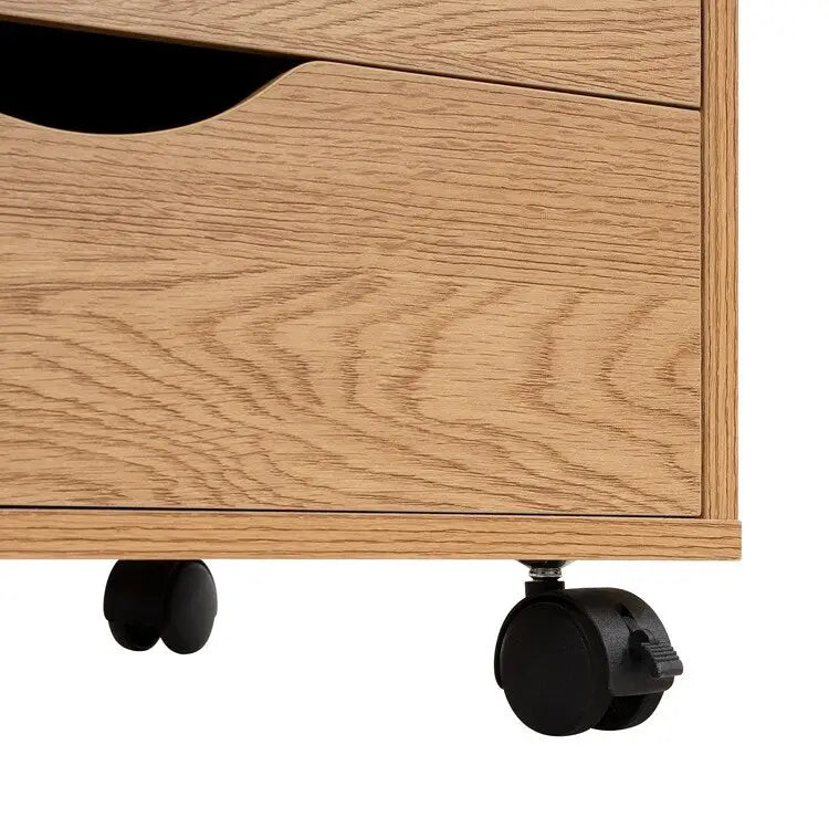 5 Drawers Chest, Wood Storage Dresser with Wheels, Craft Storage Organizer and Storage Drawer Office Drawer Unit